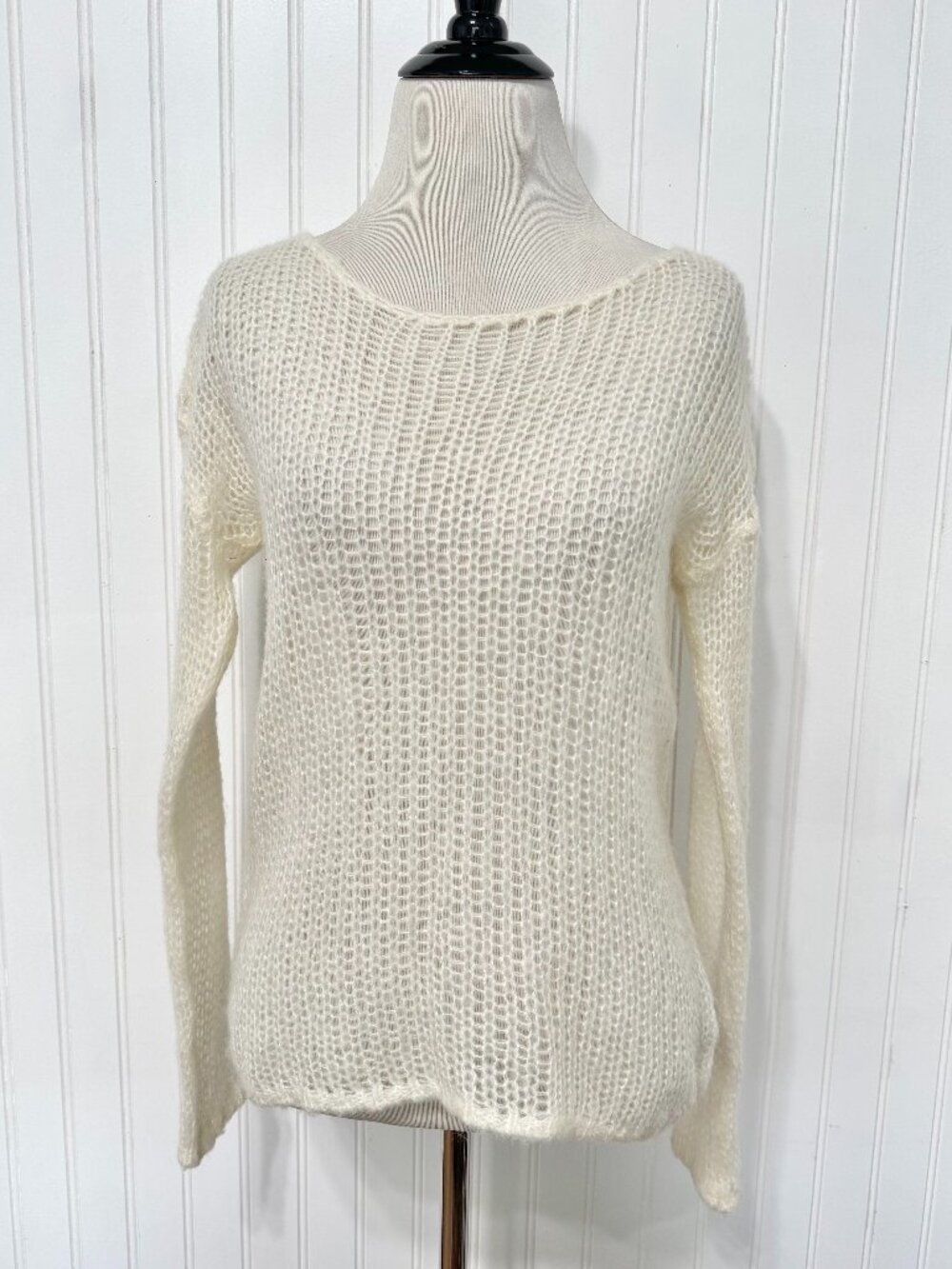 Brandy Melville Colette Sweater White Cream Open Knit